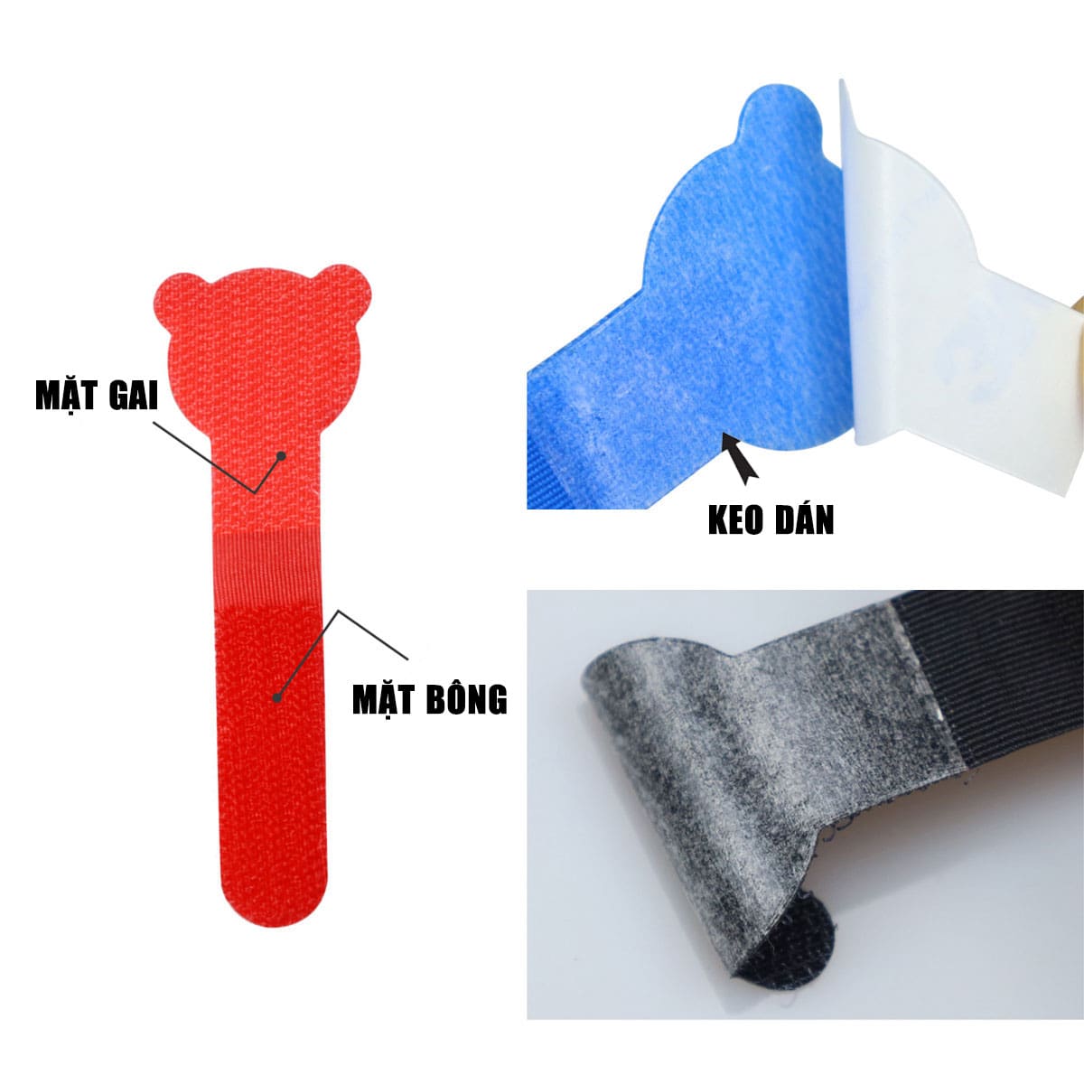 Băng gai dính có keo dính tường Velcro quấn cáp sạc băng dính quấn tai nghe dính cố định