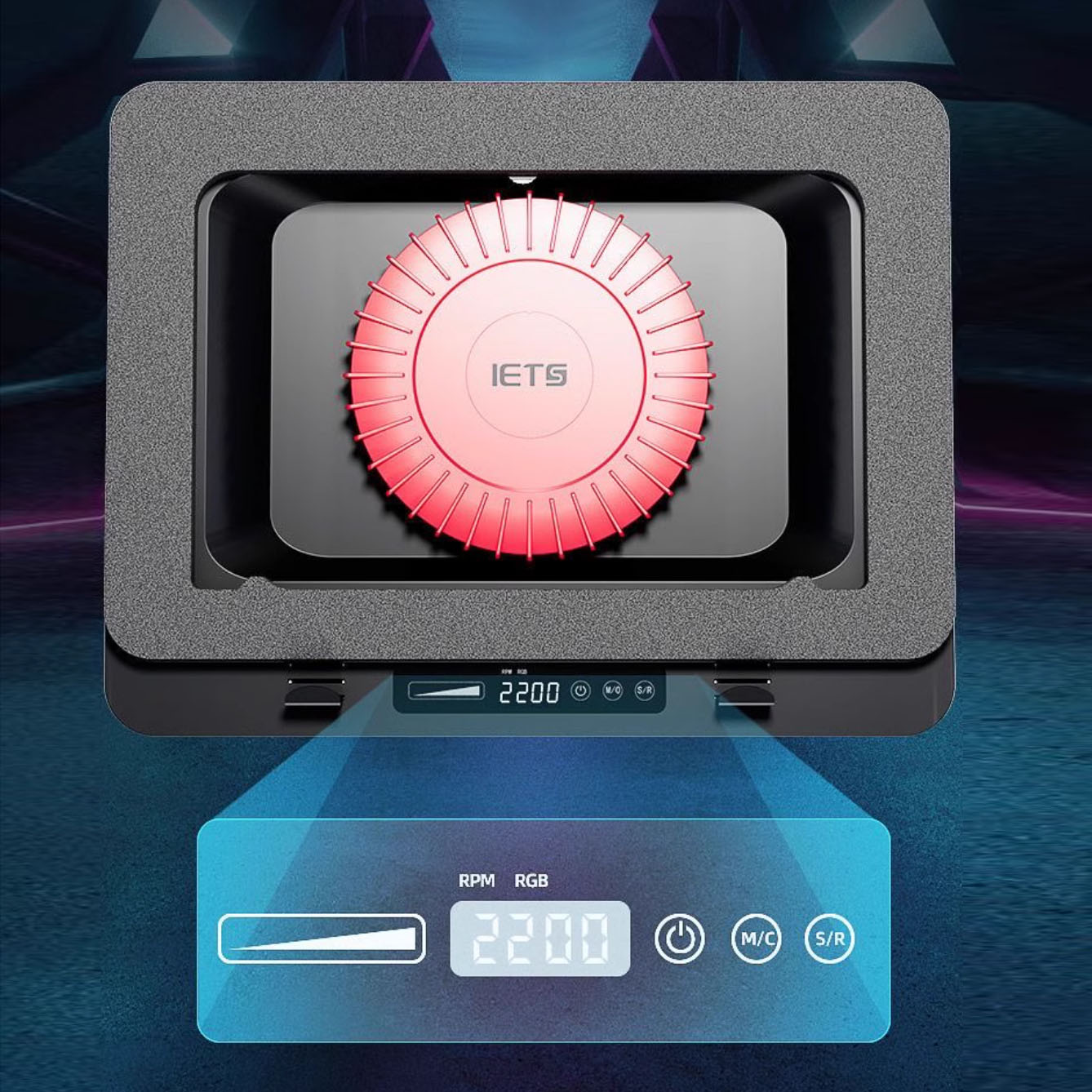 Quạt tản nhiệt laptop IETS GT610 tản khí nén turbo 2200RPM giảm nhiệt thực sự chuyên dụng cho máy tính đồ họa gaming - Đế tản nhiệt Laptop