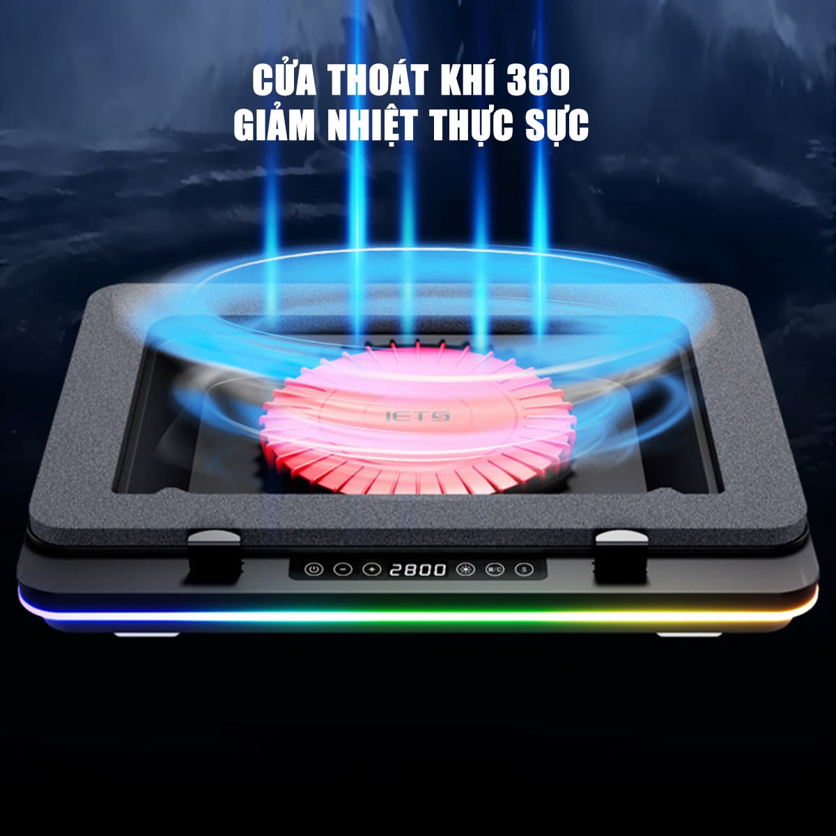 Quạt tản nhiệt laptop IETS GT626 tản khí nén turbo 2800RPM giảm nhiệt thực sự chuyên dụng cho máy tính đồ họa gaming - Đế tản nhiệt Laptop
