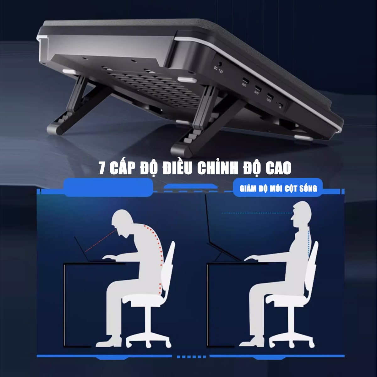 Quạt tản nhiệt laptop IETS GT626 tản khí nén turbo 2800RPM giảm nhiệt thực sự chuyên dụng cho máy tính đồ họa gaming - Đế tản nhiệt Laptop