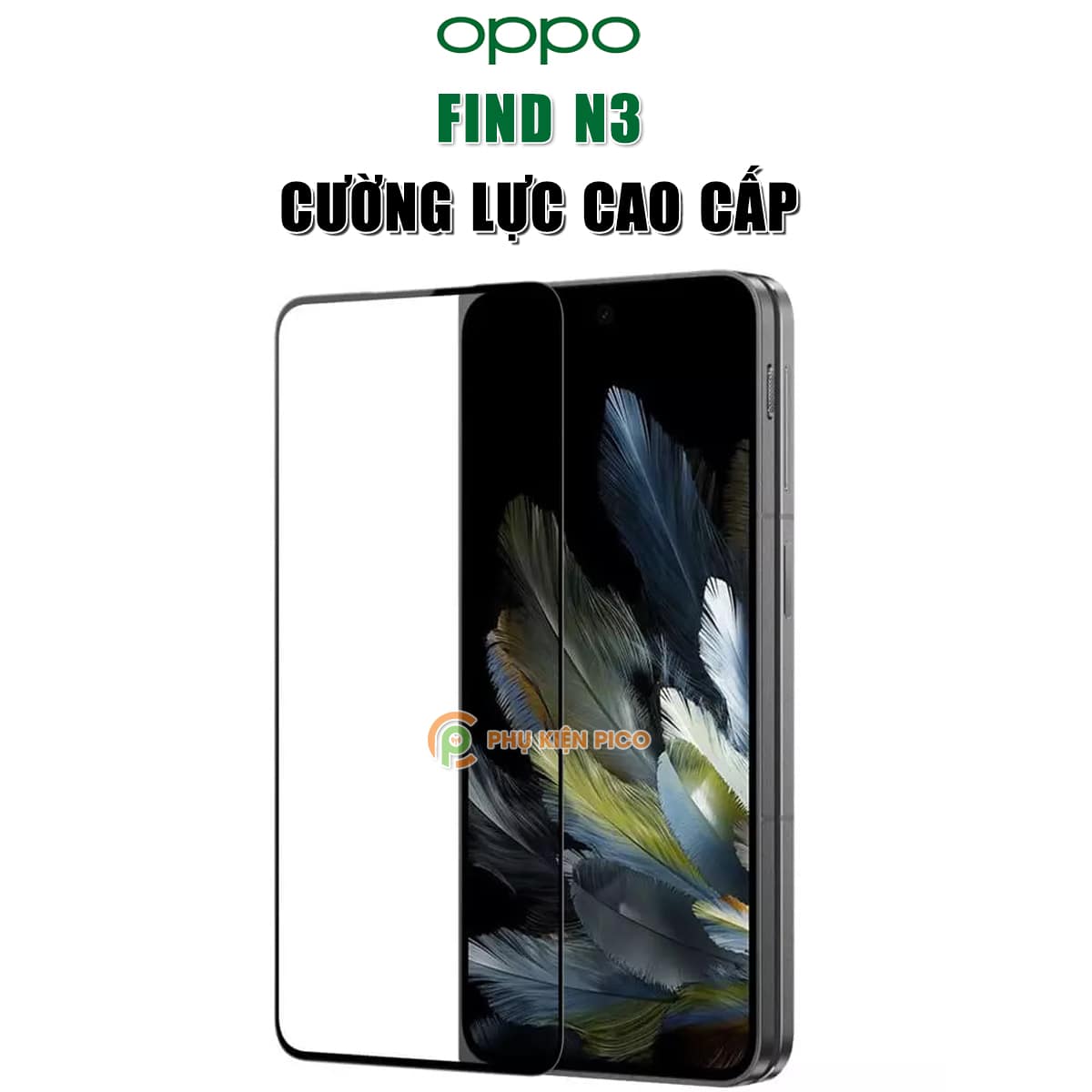 Cường lực Find N3 trong viền đen siêu mỏng cứng 9H - Cường lực màn hình phụ Oppo Find N3 chống trầy xước va đập