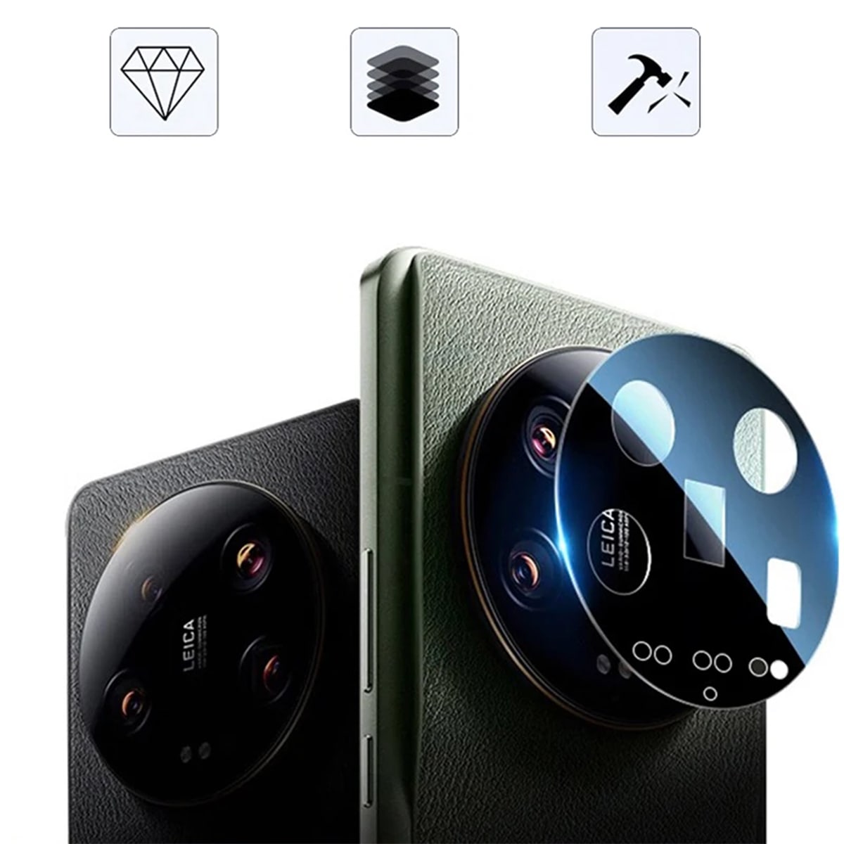 Dán camera Xiaomi 14 Ultra thấu kính nổi 3D - Cường lực camera Xiaomi 14 Ultra độ cứng 9H trong suốt