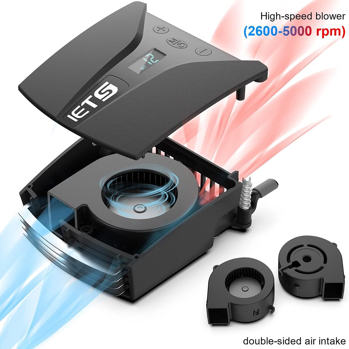 Quạt tản nhiệt laptop Iets GT202 Cooler V9 quạt hút gió chân không có màn hình hiển thị nhiệt độ bản cao cấp có củ sạc rời