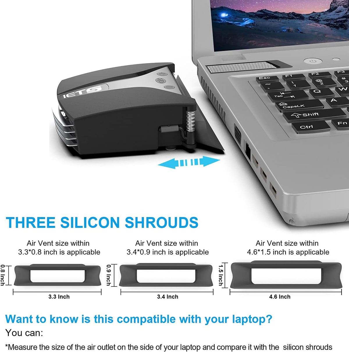 Quạt tản nhiệt laptop Iets GT202 Cooler V9 quạt hút gió chân không có màn hình hiển thị nhiệt độ bản cao cấp có củ sạc rời