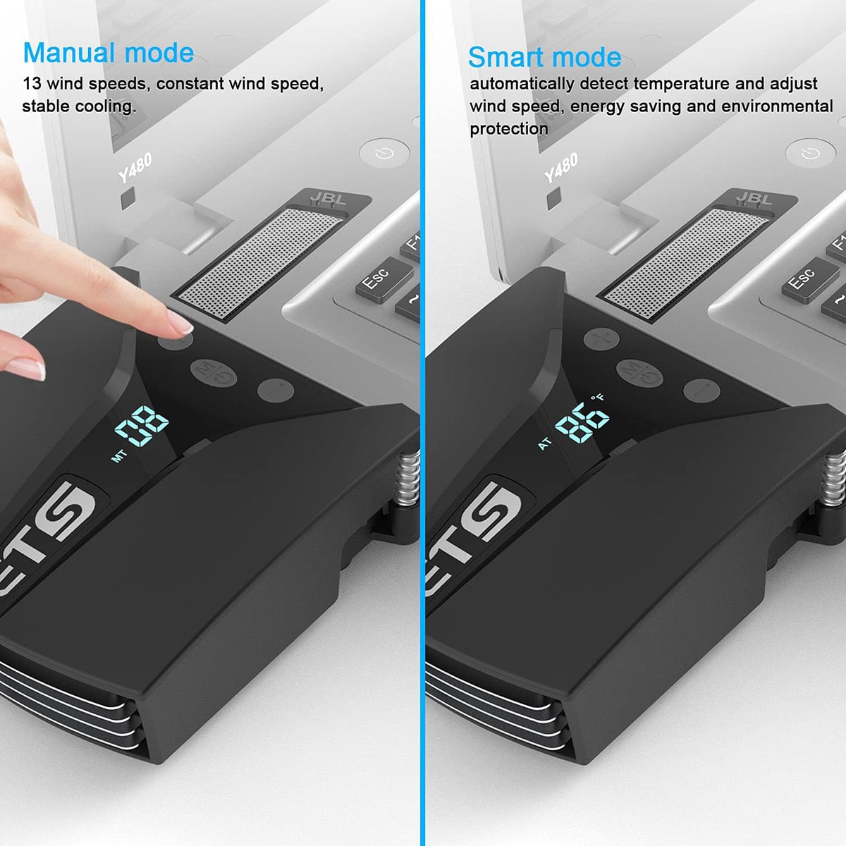 Quạt tản nhiệt laptop Iets GT202 Cooler V9 quạt hút gió chân không có màn hình hiển thị nhiệt độ bản cao cấp có củ sạc rời