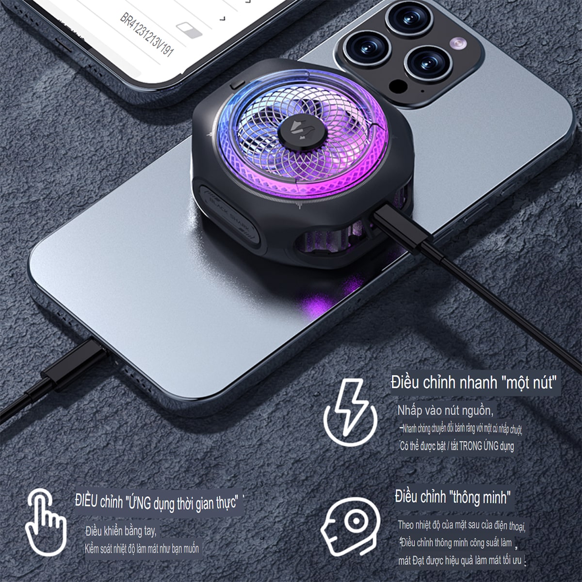Quạt tản nhiệt điện thoại máy tính bảng Black Shark Magnetic 4 Pro sò lạnh từ tính công suất 27W - Quạt Black Shark Magcooler 4 Pro