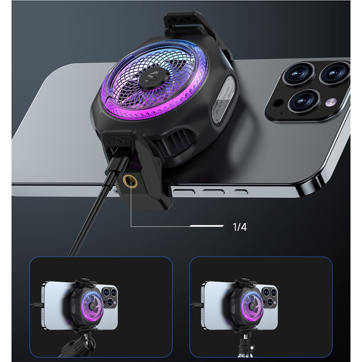 Quạt tản nhiệt điện thoại máy tính bảng Black Shark Magnetic 4 Pro sò lạnh từ tính công suất 27W - Quạt Black Shark Magcooler 4 Pro