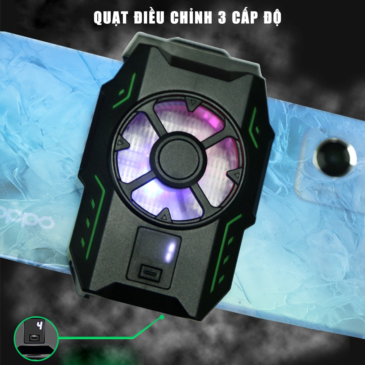 Quạt tản nhiệt điện thoại sò lạnh S26 màn hình hiển thị nhiệt độ Led RGB - Quạt sò lạnh giá rẻ