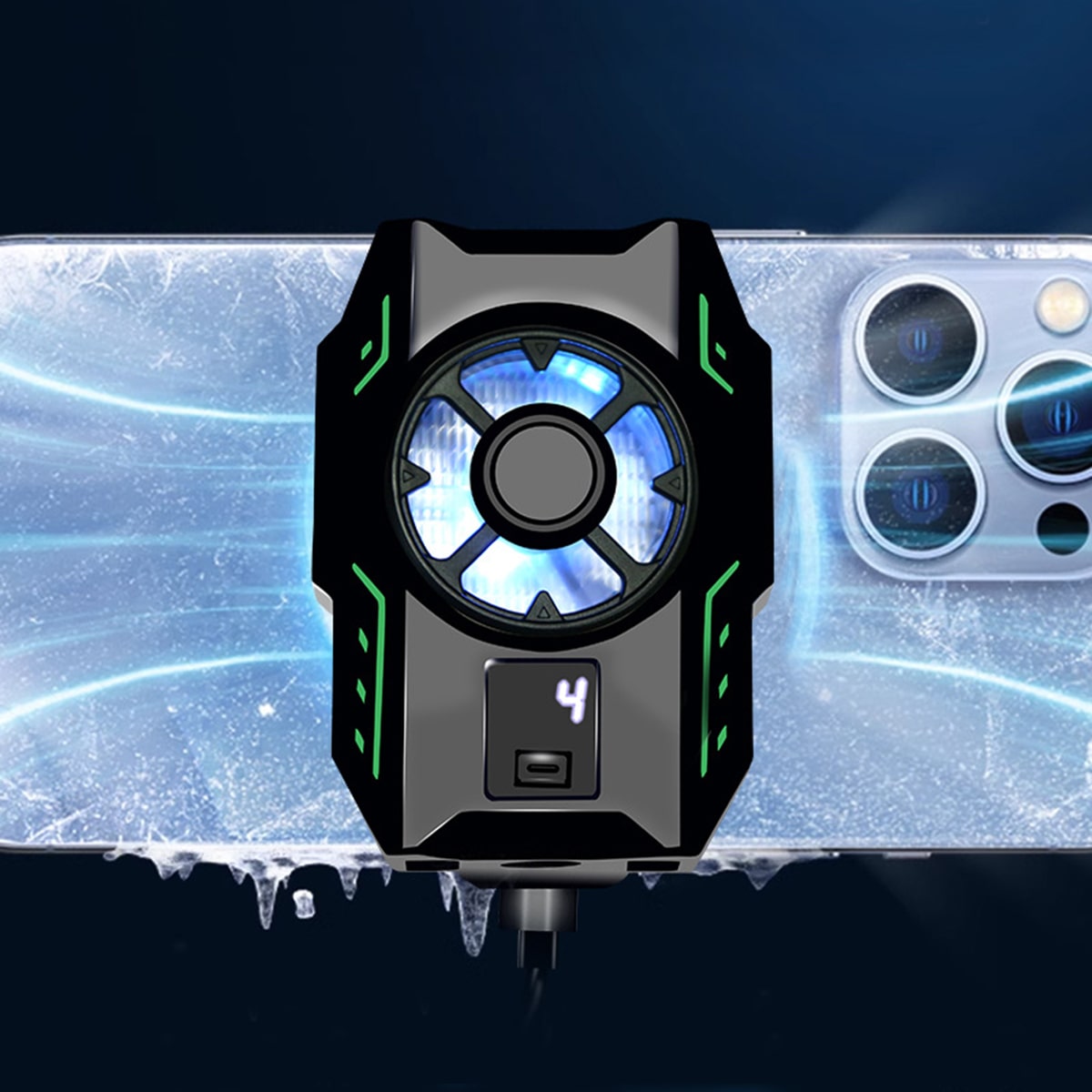 Quạt tản nhiệt điện thoại sò lạnh S26 màn hình hiển thị nhiệt độ Led RGB - Quạt sò lạnh giá rẻ