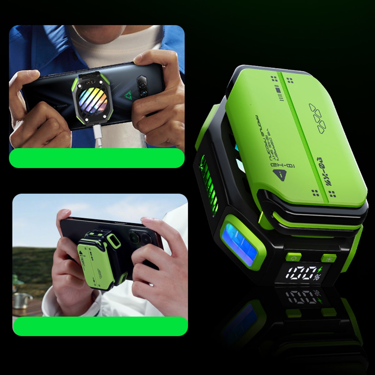 Quạt tản nhiệt điện thoại máy tính bảng sò lạnh từ tính X111 Quạt pin rời 2000MAh màn hình hiển thị nhiệt độ Led RGB