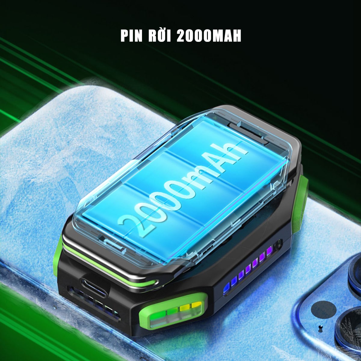 Quạt tản nhiệt điện thoại máy tính bảng sò lạnh từ tính X111 Quạt pin rời 2000MAh màn hình hiển thị nhiệt độ Led RGB