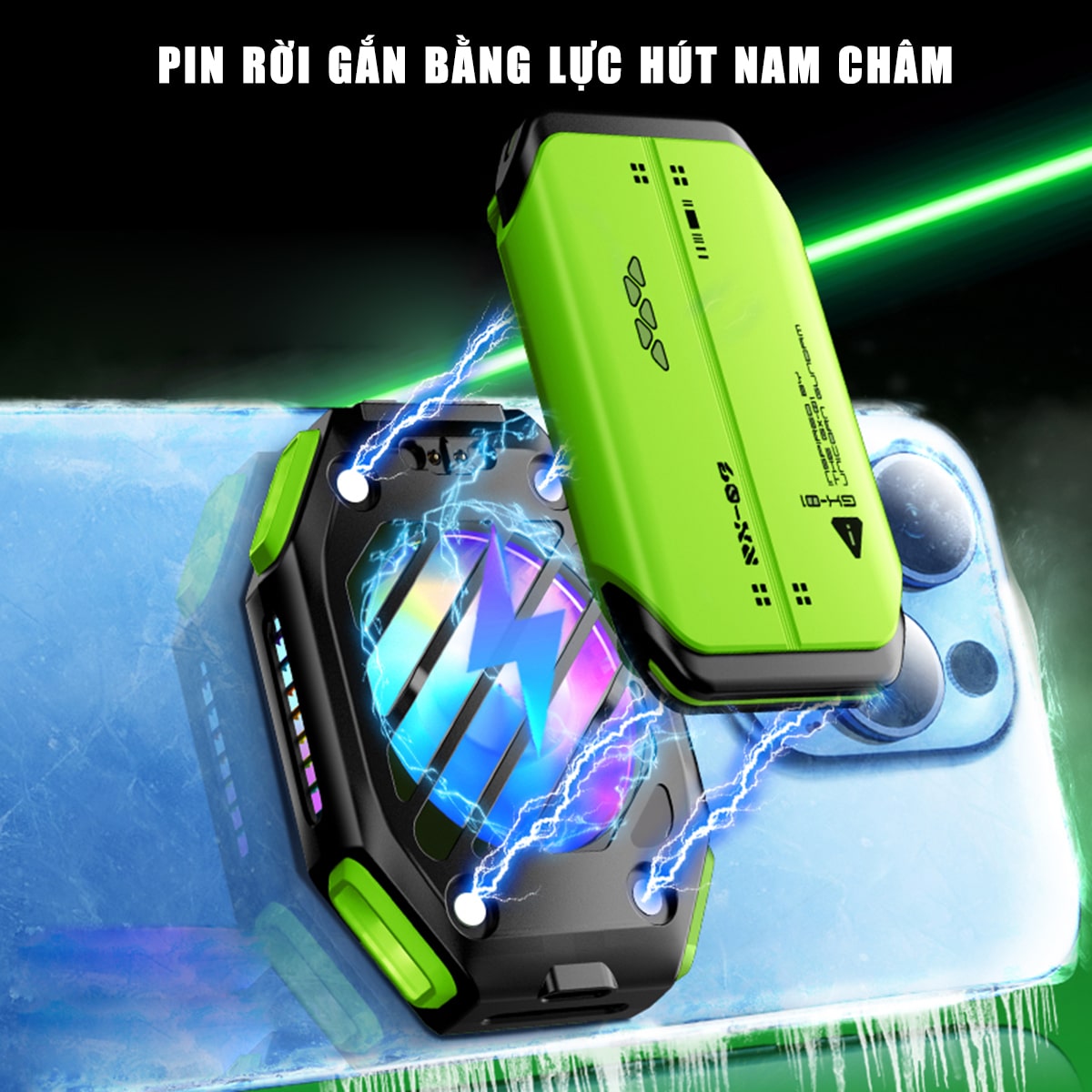 Quạt tản nhiệt điện thoại máy tính bảng sò lạnh từ tính X111 Quạt pin rời 2000MAh màn hình hiển thị nhiệt độ Led RGB