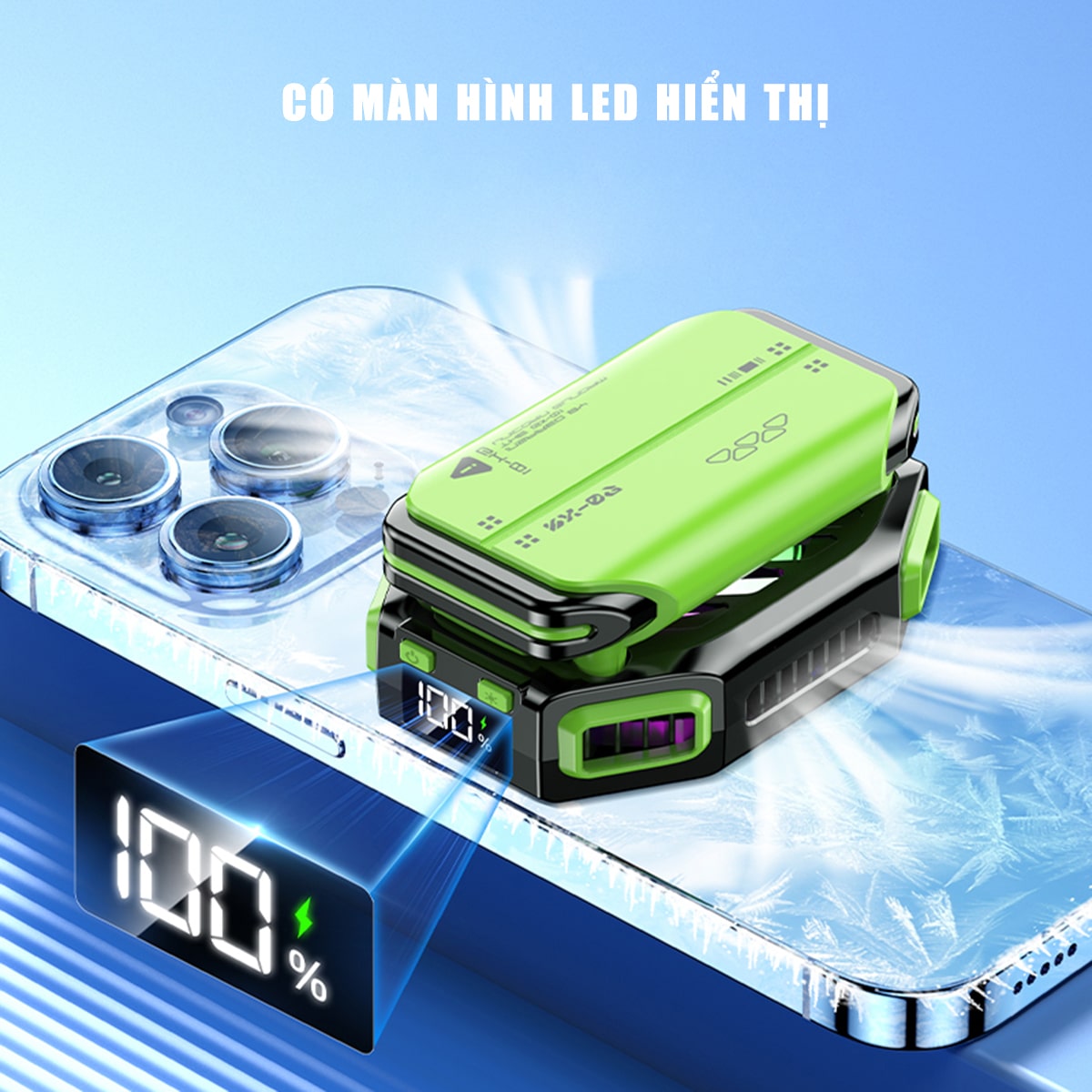 Quạt tản nhiệt điện thoại máy tính bảng sò lạnh từ tính X111 Quạt pin rời 2000MAh màn hình hiển thị nhiệt độ Led RGB