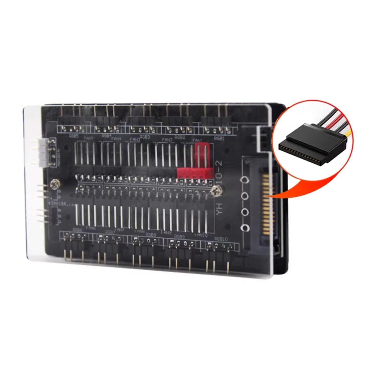 Hub Fan chia led fan ARGB PWM 10 cổng - HUB 10 cổng A-RGB và PWM tích hợp