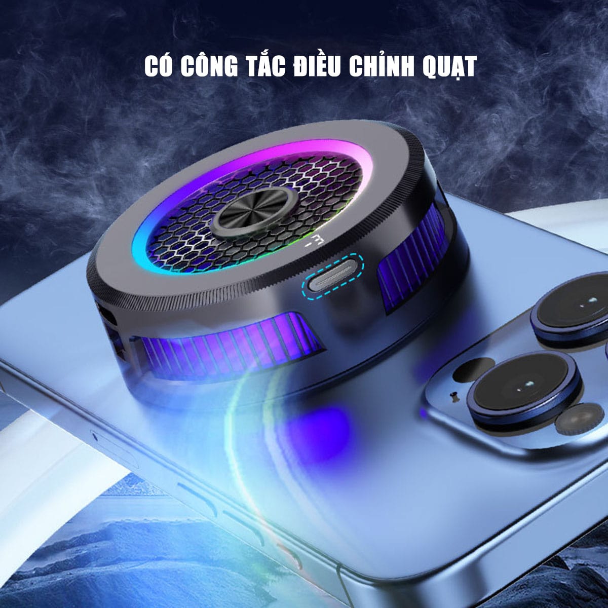 Quạt tản nhiệt điện thoại sò lạnh từ tính AL19 làm lạnh đóng băng màn hình hiển thị nhiệt độ led RGB