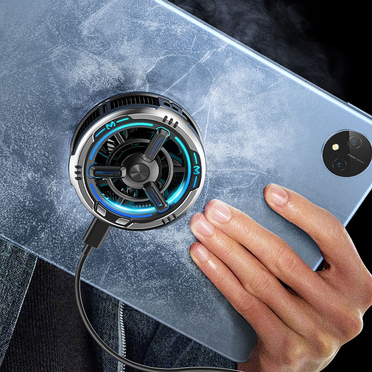 Quạt tản nhiệt điện thoại máy tính bảng sò lạnh từ tính cỡ lớn Memo CX09 làm lạnh đóng băng 36W led RGB