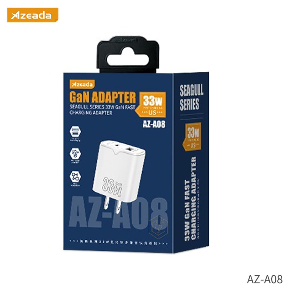 Củ sạc nhanh 33W Azeada PD GAN 2 cổng Type C usb A Bộ Sạc hỗ trợ iPhone Xiaomi Oppo Samsung iPad quick charge adapter