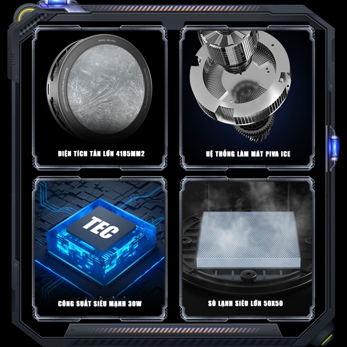 Quạt tản nhiệt máy tính bảng ipad X120 Ultra Max sò lạnh siêu lớn 50x50mm đóng băng full mặt công suất 30W - Piva BR5 Max