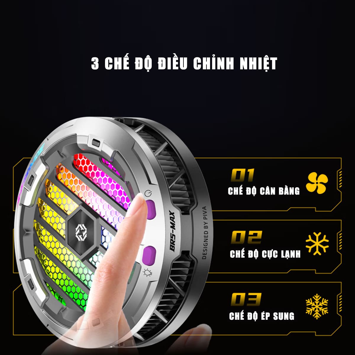 Quạt tản nhiệt máy tính bảng ipad X120 Ultra Max sò lạnh siêu lớn 50x50mm đóng băng full mặt công suất 30W - Piva BR5 Max