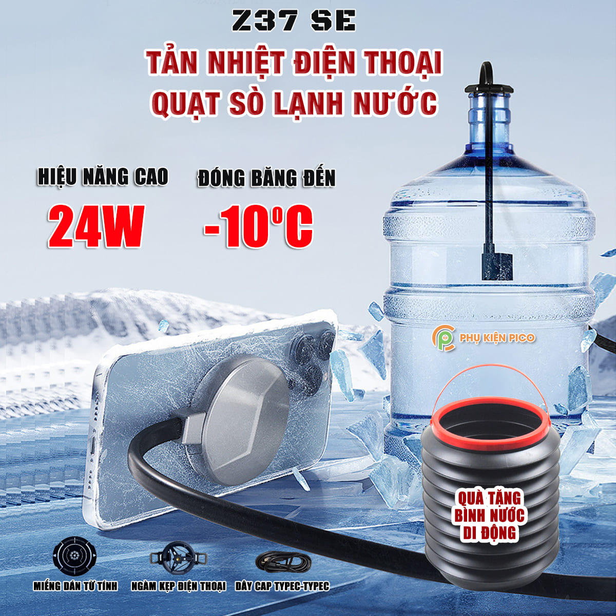 Quạt tản nhiệt điện thoại máy tính bảng chuyên dụng cho Livestream Z37 SE sò lạnh nước từ tính bản rút gọn