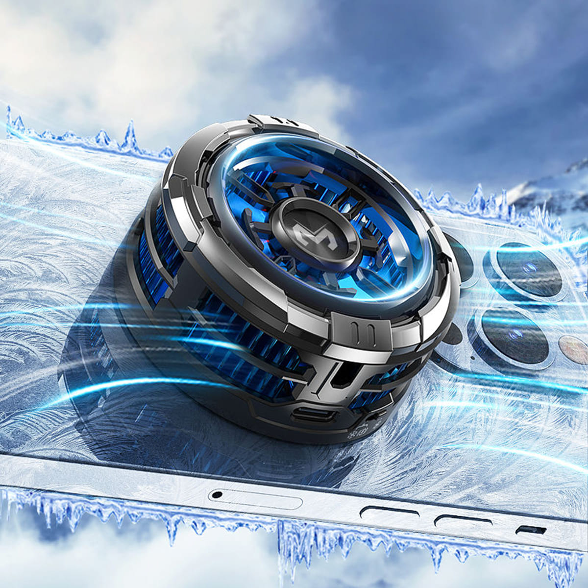 Quạt sò lạnh tản nhiệt điện thoại máy tính bảng Memo CX08 sò lạnh từ tính led RGB làm lạnh đóng băng