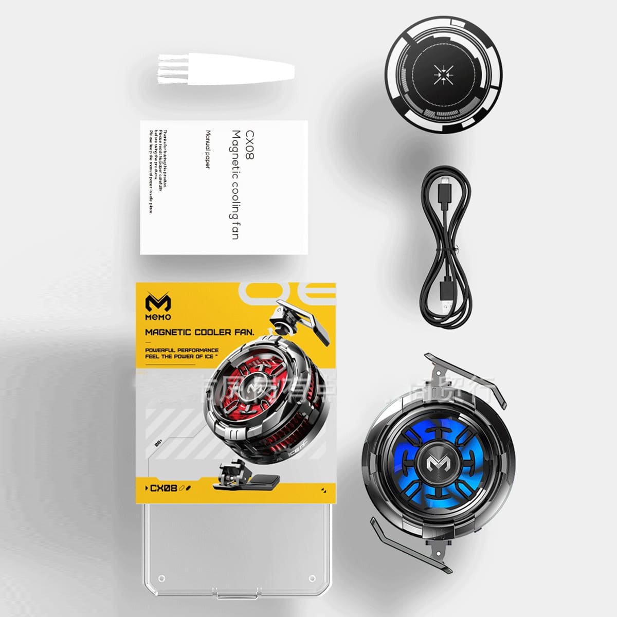 Quạt sò lạnh tản nhiệt điện thoại máy tính bảng Memo CX08 sò lạnh từ tính led RGB làm lạnh đóng băng