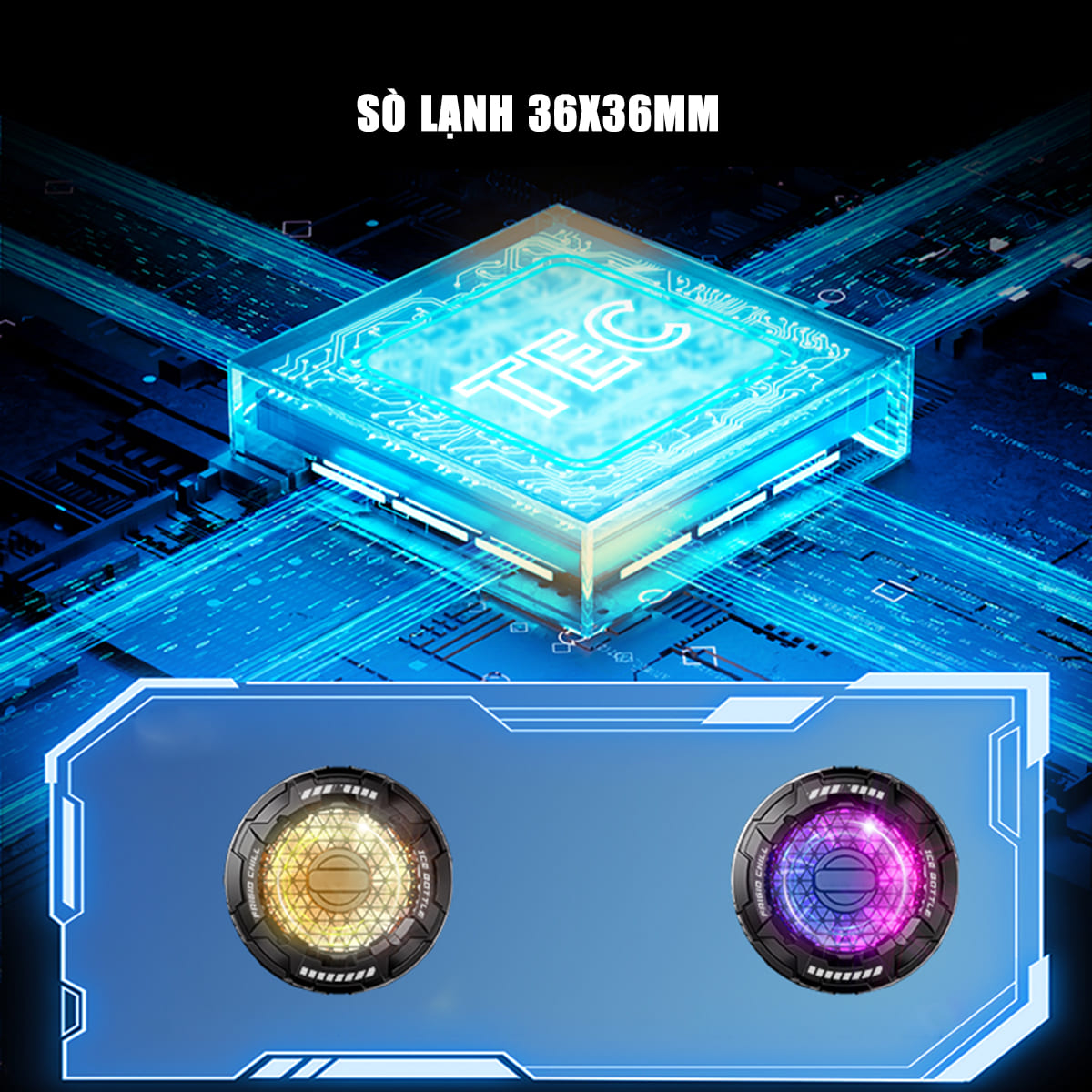 Quạt tản nhiệt sò lạnh điện thoại máy tính bảng X112 Pro sò lạnh 36x36mm đóng băng full mặt 23W led RGB