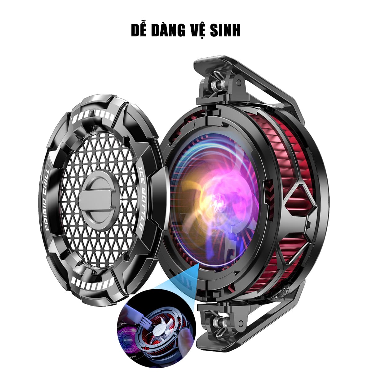 Quạt tản nhiệt sò lạnh điện thoại máy tính bảng X112 Pro sò lạnh 36x36mm đóng băng full mặt 23W led RGB