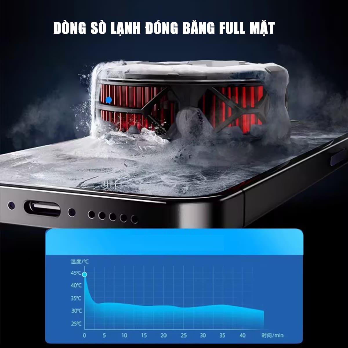 Quạt tản nhiệt sò lạnh điện thoại máy tính bảng X112 Pro sò lạnh 36x36mm đóng băng full mặt 23W led RGB