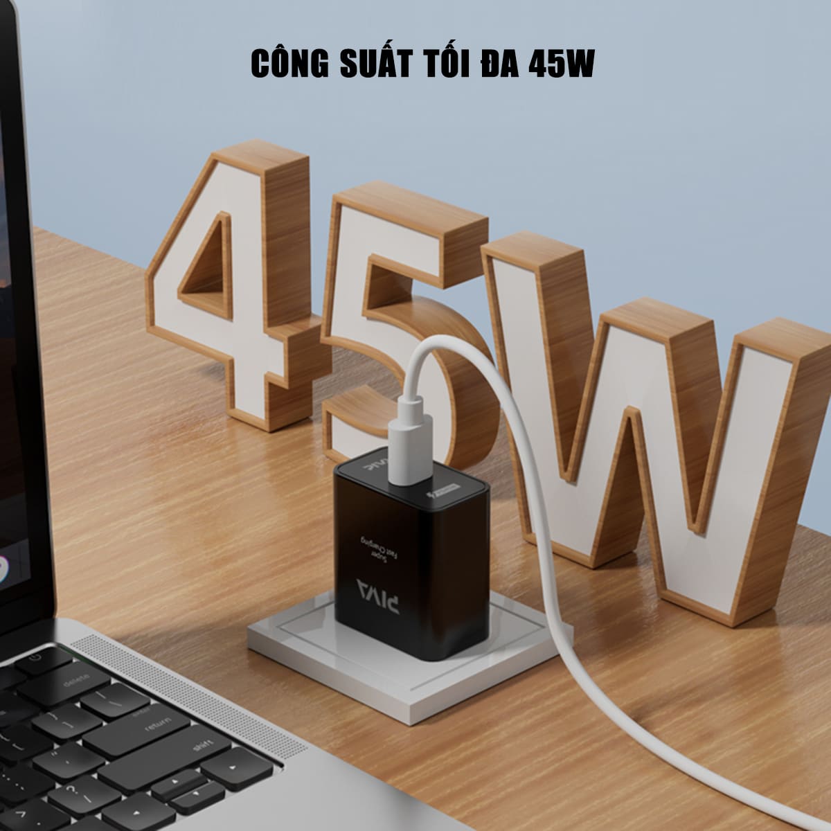 Củ sạc nhanh 45W Piva PD GaN Type C hỗ trợ sạc siêu nhanh 2.0 Bộ Sạc hỗ trợ iPhone Xiaomi Oppo Samsung iPad quick charge adapter