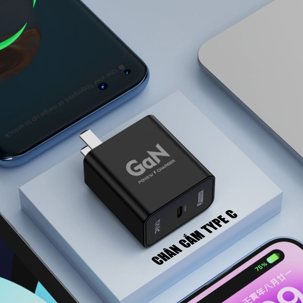 Củ sạc nhanh 45W Piva PD GaN Type C hỗ trợ sạc siêu nhanh 2.0 Bộ Sạc hỗ trợ iPhone Xiaomi Oppo Samsung iPad quick charge adapter