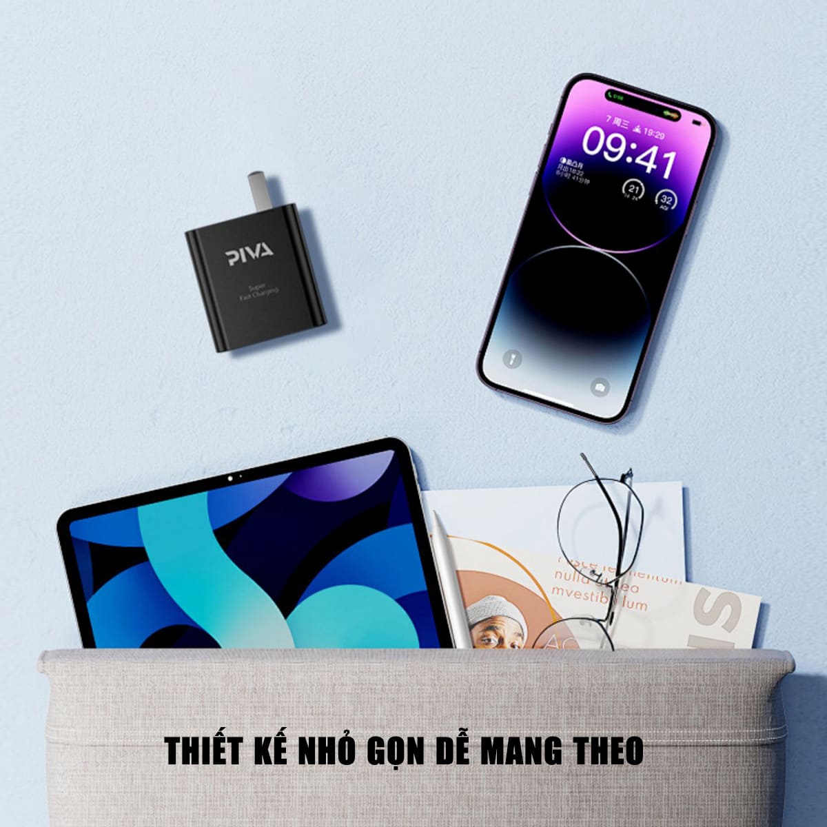 Củ sạc nhanh 45W Piva PD GaN Type C hỗ trợ sạc siêu nhanh 2.0 Bộ Sạc hỗ trợ iPhone Xiaomi Oppo Samsung iPad quick charge adapter