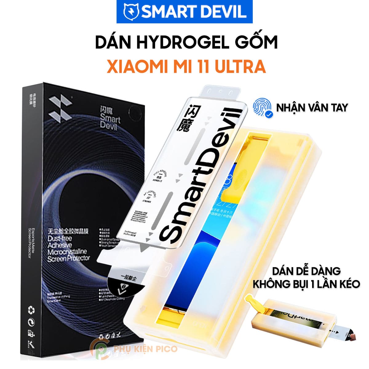Dán màn hình Xiaomi Mi 11 Ultra Hydrogel Gốm Smart Devil full màn hình nhận vân tay