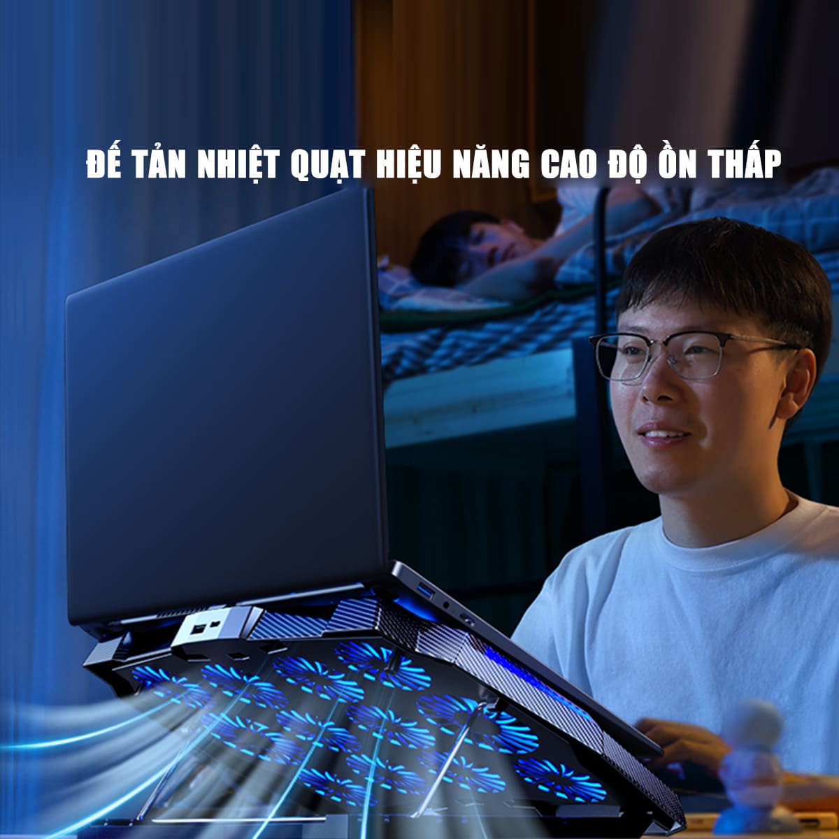 Đế tản nhiệt laptop gaming FL03 12 quạt giá đỡ laptop đèn led rgb chỉnh tốc độ gió làm mát nhanh chống ồn