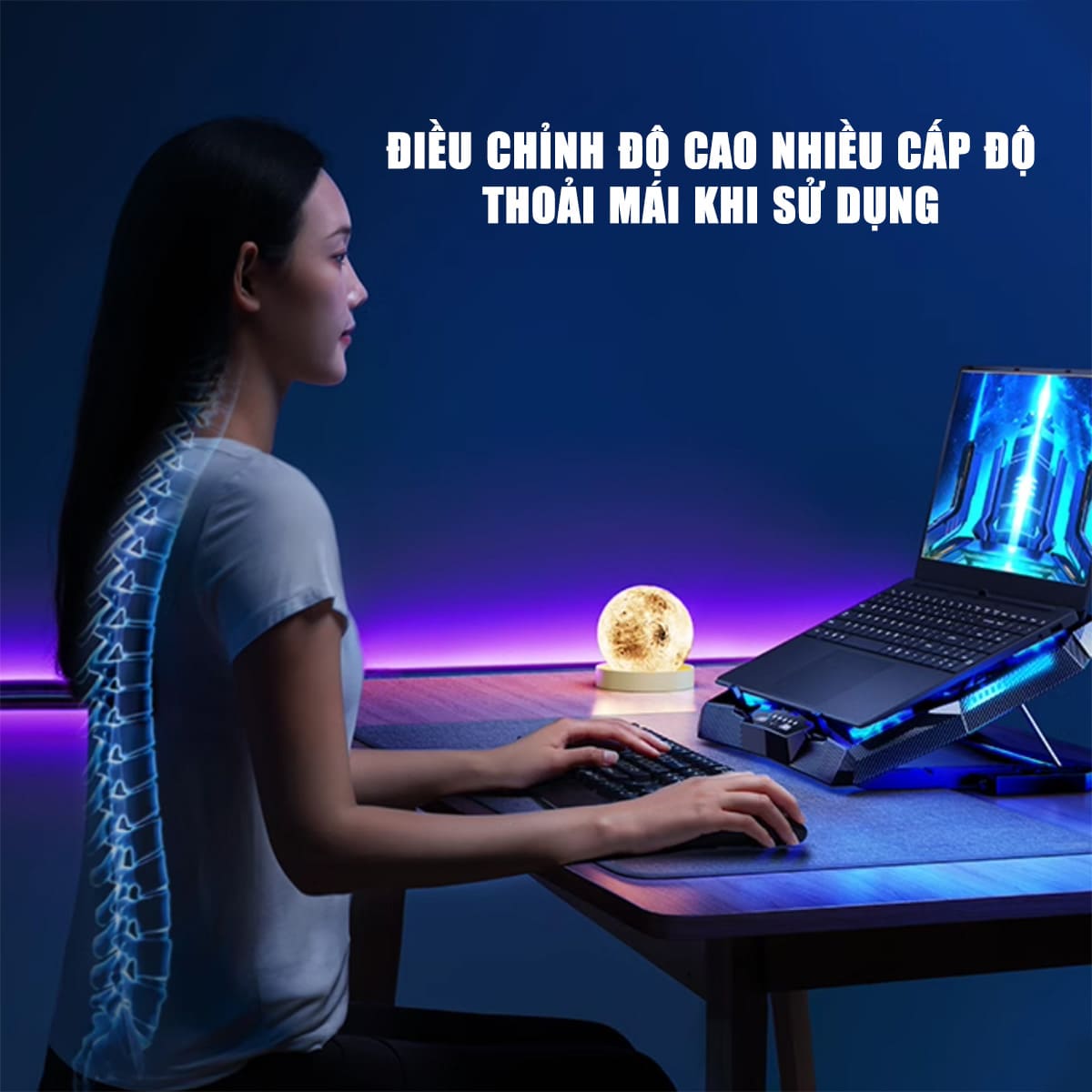 Đế tản nhiệt laptop gaming FL03 12 quạt giá đỡ laptop đèn led rgb chỉnh tốc độ gió làm mát nhanh chống ồn