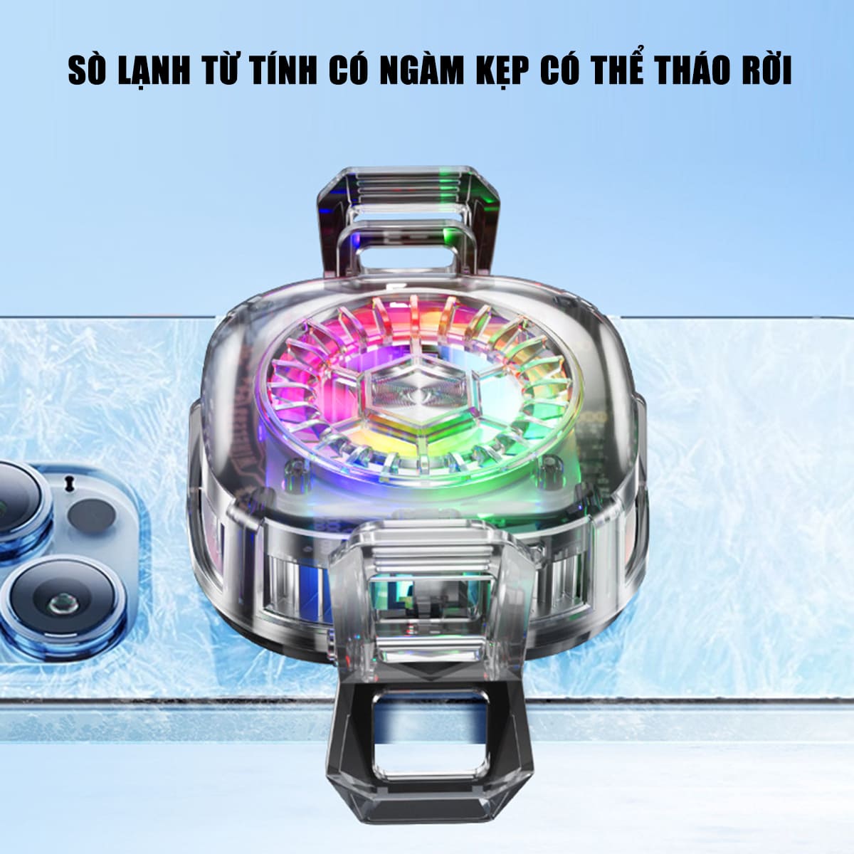 Quạt tản nhiệt sò lạnh điện thoại máy tính bảng X122 Pro đóng băng full mặt màn hình hiển thị nhiệt led RGB