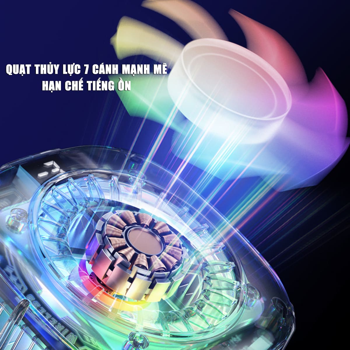 Quạt tản nhiệt sò lạnh điện thoại máy tính bảng X122 Pro đóng băng full mặt màn hình hiển thị nhiệt led RGB