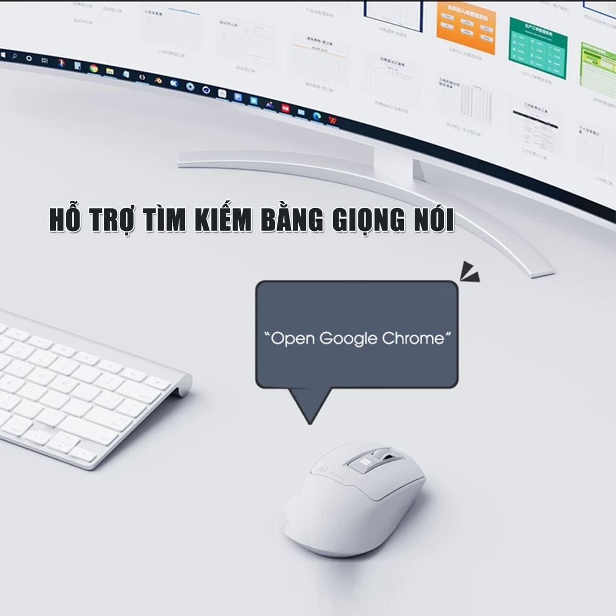 Chuột không dây Bluetooth Inphic S6 DPI 2400 - Chuột Voice AI điều khiển giọng nói chống ồn, pin sạc Type-C