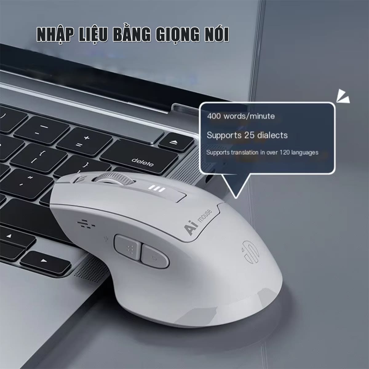 Chuột không dây Bluetooth Inphic S6 DPI 2400 - Chuột Voice AI điều khiển giọng nói chống ồn, pin sạc Type-C