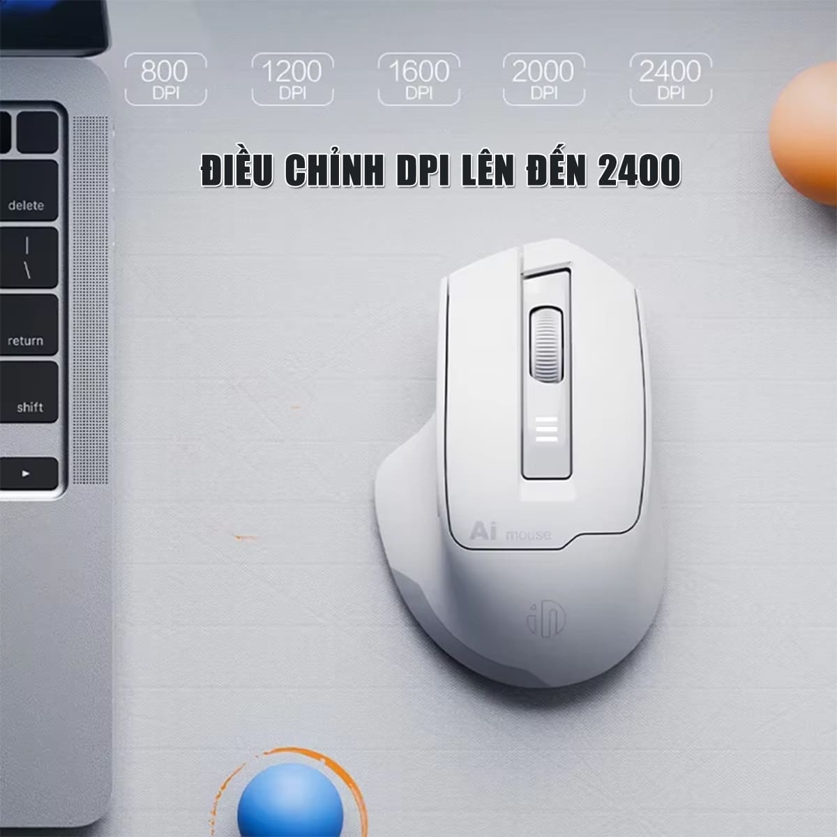 Chuột không dây Bluetooth Inphic S6 DPI 2400 - Chuột Voice AI điều khiển giọng nói chống ồn, pin sạc Type-C