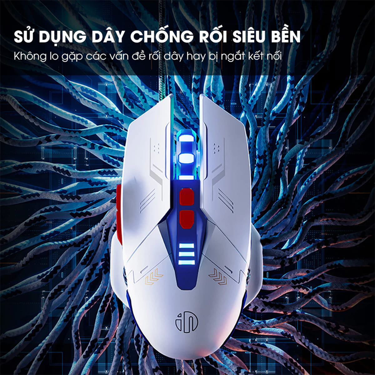 Chuột có dây gaming Inphic W9 Pro game FPS 12000 DPI công thái học - Chuột Inphic W9 Pro Gundam Led RGB