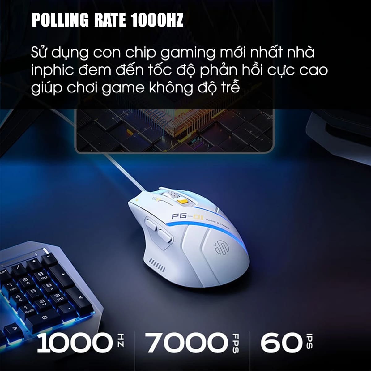 Chuột có dây Inphic PG1 gaming 12800 DPI chuyên game FPS hỗ trợ app led RGB - Chuột Inphic Game có dây