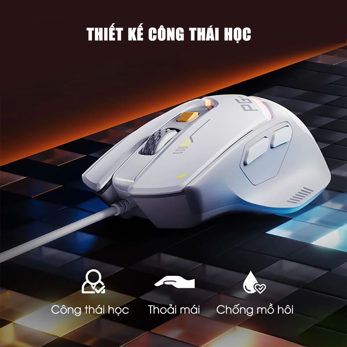 Chuột có dây Inphic PG1 gaming 12800 DPI chuyên game FPS hỗ trợ app led RGB - Chuột Inphic Game có dây