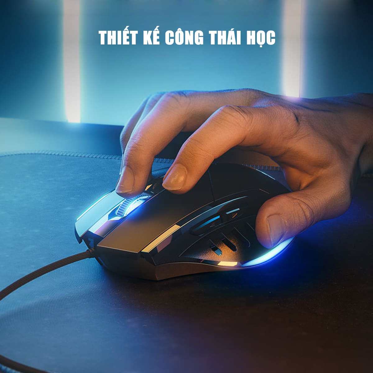 Chuột chơi Game Inphic W1 Pro 7200 DPI có dây kết nối USB - Chuột Inphic gaming FPS không tiếng ồn laptop máy tính