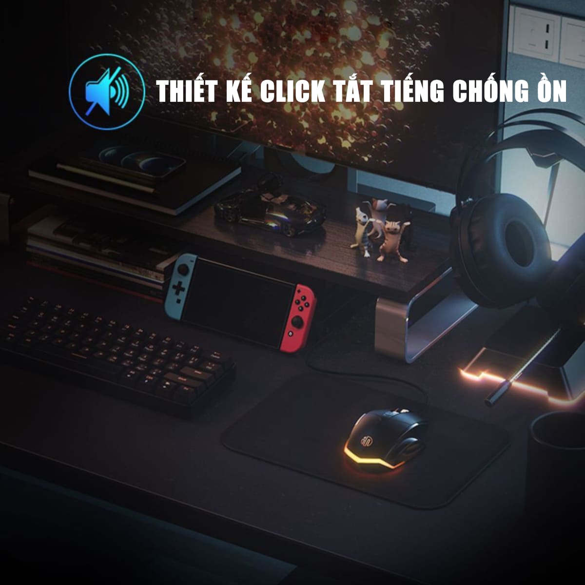 Chuột chơi Game Inphic W1 Pro 7200 DPI có dây kết nối USB - Chuột Inphic gaming FPS không tiếng ồn laptop máy tính