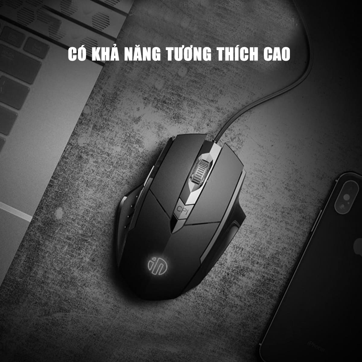 Chuột gaming Inphic W1S 1200 DPI có dây USB bấm êm - Chuột chơi game Inphic siêu rẻ không tiếng ồn máy tính laptop