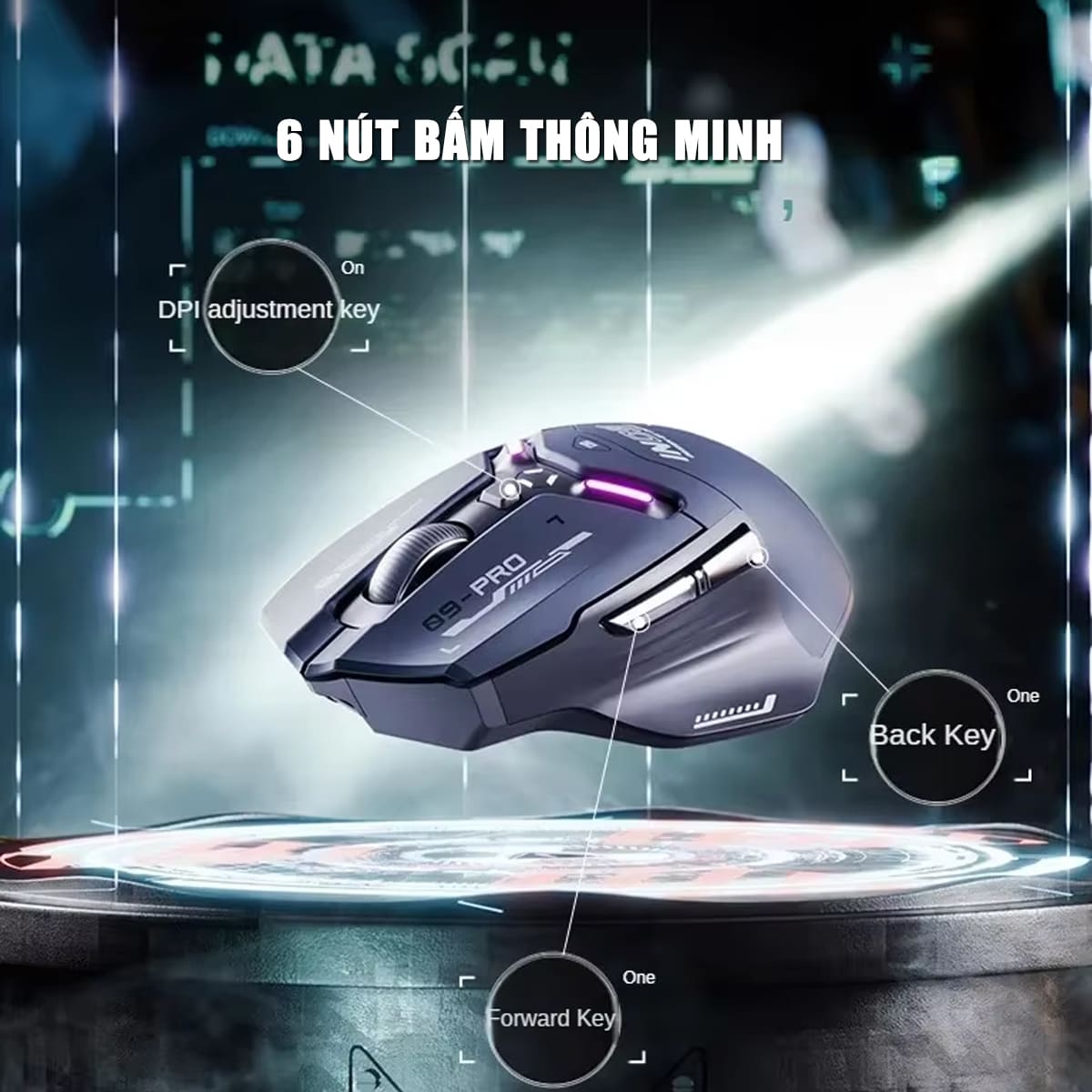 Chuột không dây Bluetooth Gaming Inphic IN9 Pro 3 chế độ kết nối pin sạc có App tùy chỉnh 26000 DPI Led RGB