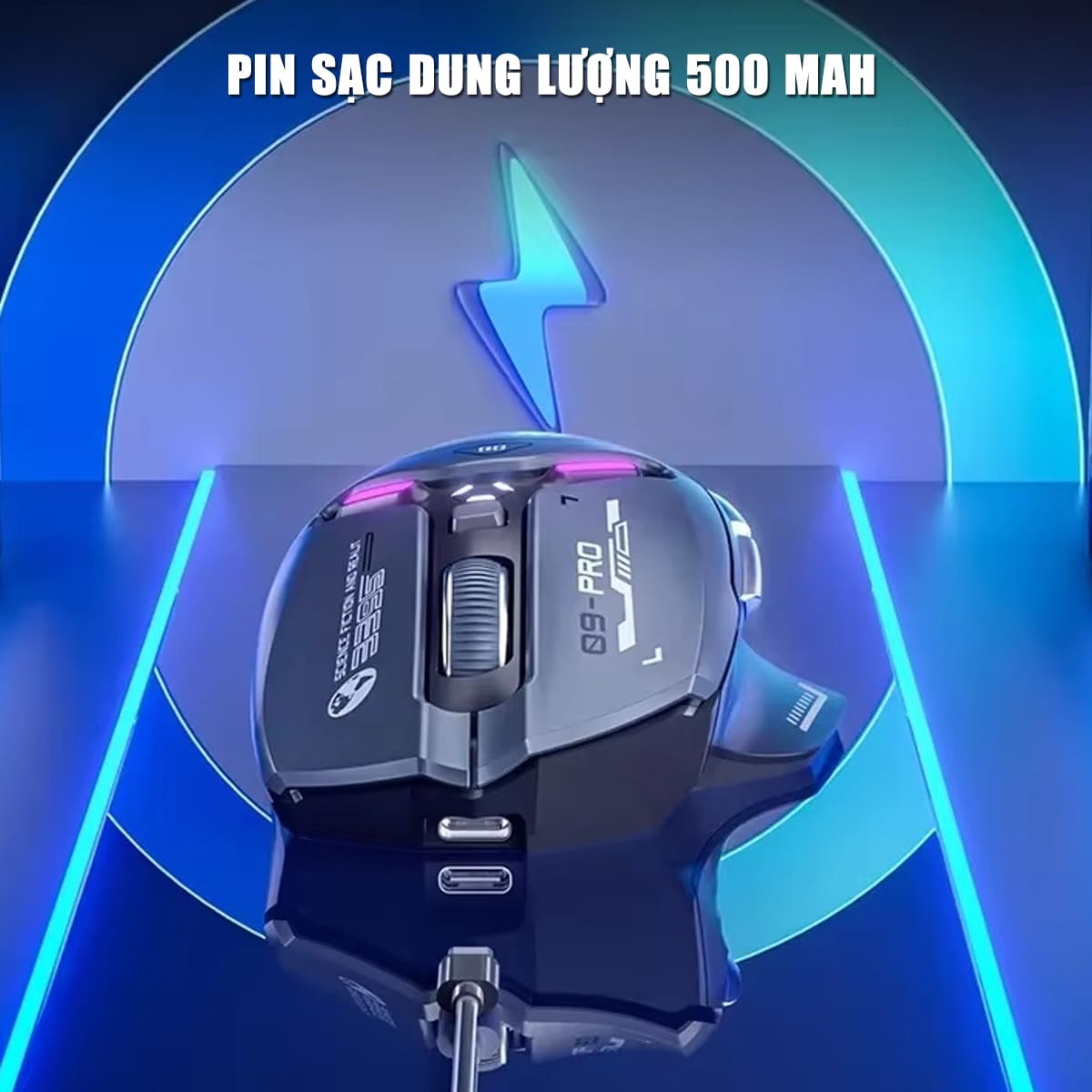 Chuột không dây Bluetooth Gaming Inphic IN9 Pro 3 chế độ kết nối pin sạc có App tùy chỉnh 26000 DPI Led RGB
