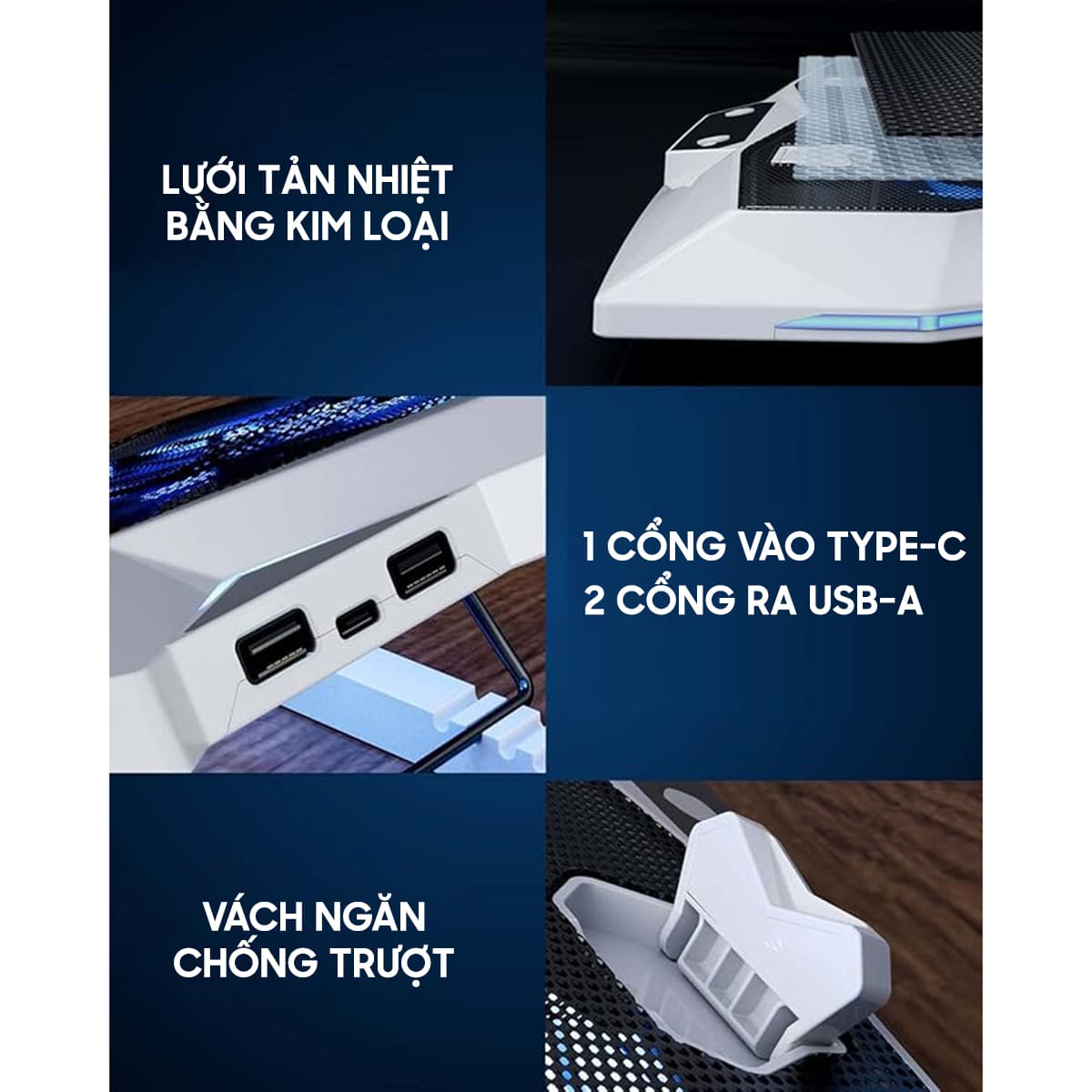 Đế tản nhiệt laptop gaming FL05 8 quạt giá đỡ laptop đèn led rgb chỉnh tốc độ gió làm mát nhanh chống ồn