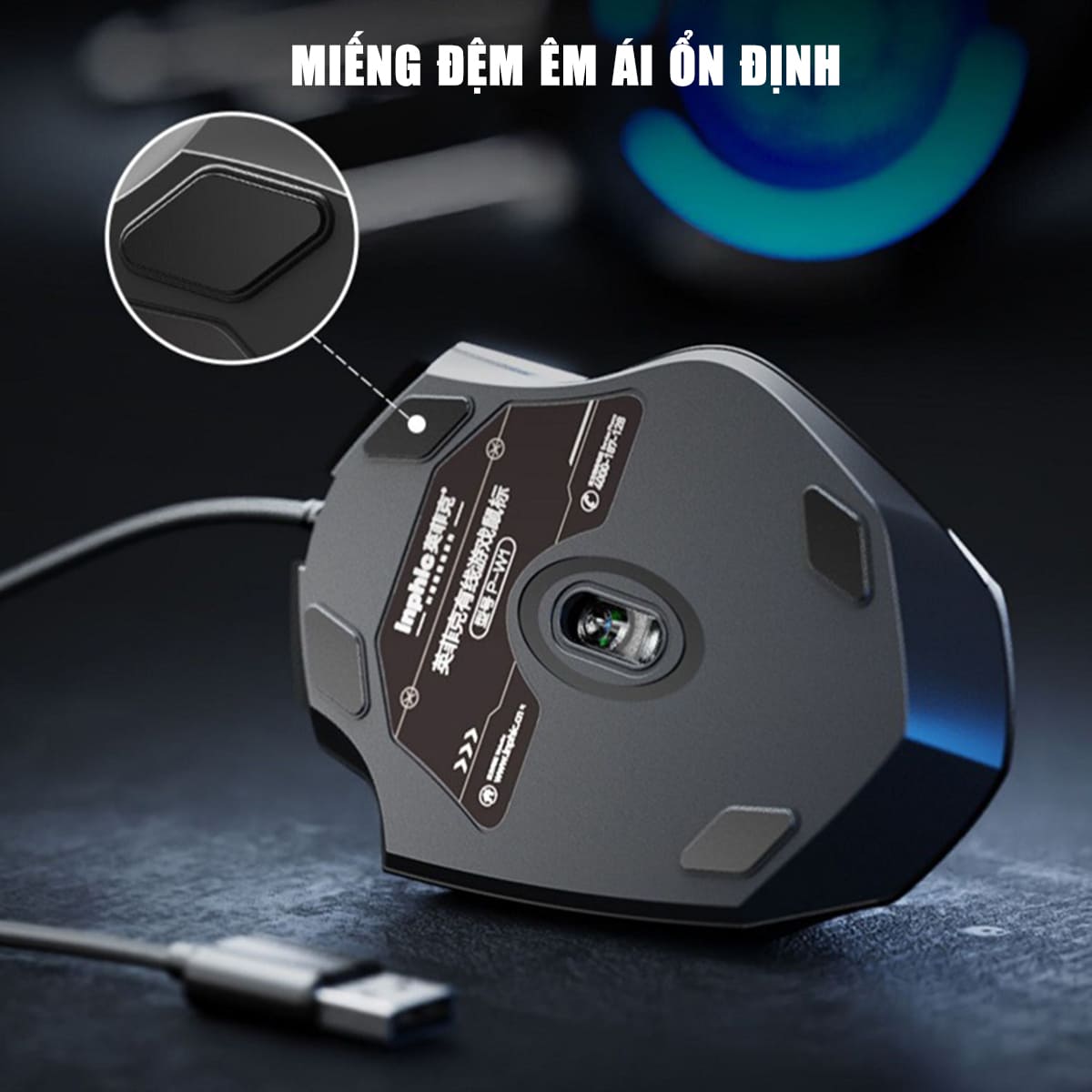 Chuột chơi game có dây Inphic W1 4800 DPI kết nối USB bấm êm - Chuột Inphic gaming siêu rẻ không tiếng ồn laptop máy tính